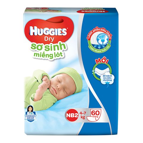 Miếng Lót Sơ Sinh Huggies Nb2 60 Miếng Kimberly Clark