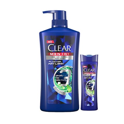 DẦU GỘI CLEAR MEN BẠC HÀ MÁT LẠNH 630GR UNILEVER TẶNG DẦU GỘI 3IN1 MÁT LẠNH 140GR