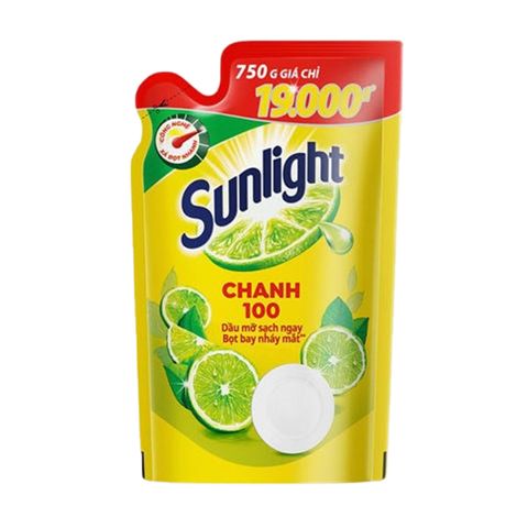 NƯỚC RỬA CHÉN SUNLIGHT CHANH 100 TÚI 750GR (UNILEVER)