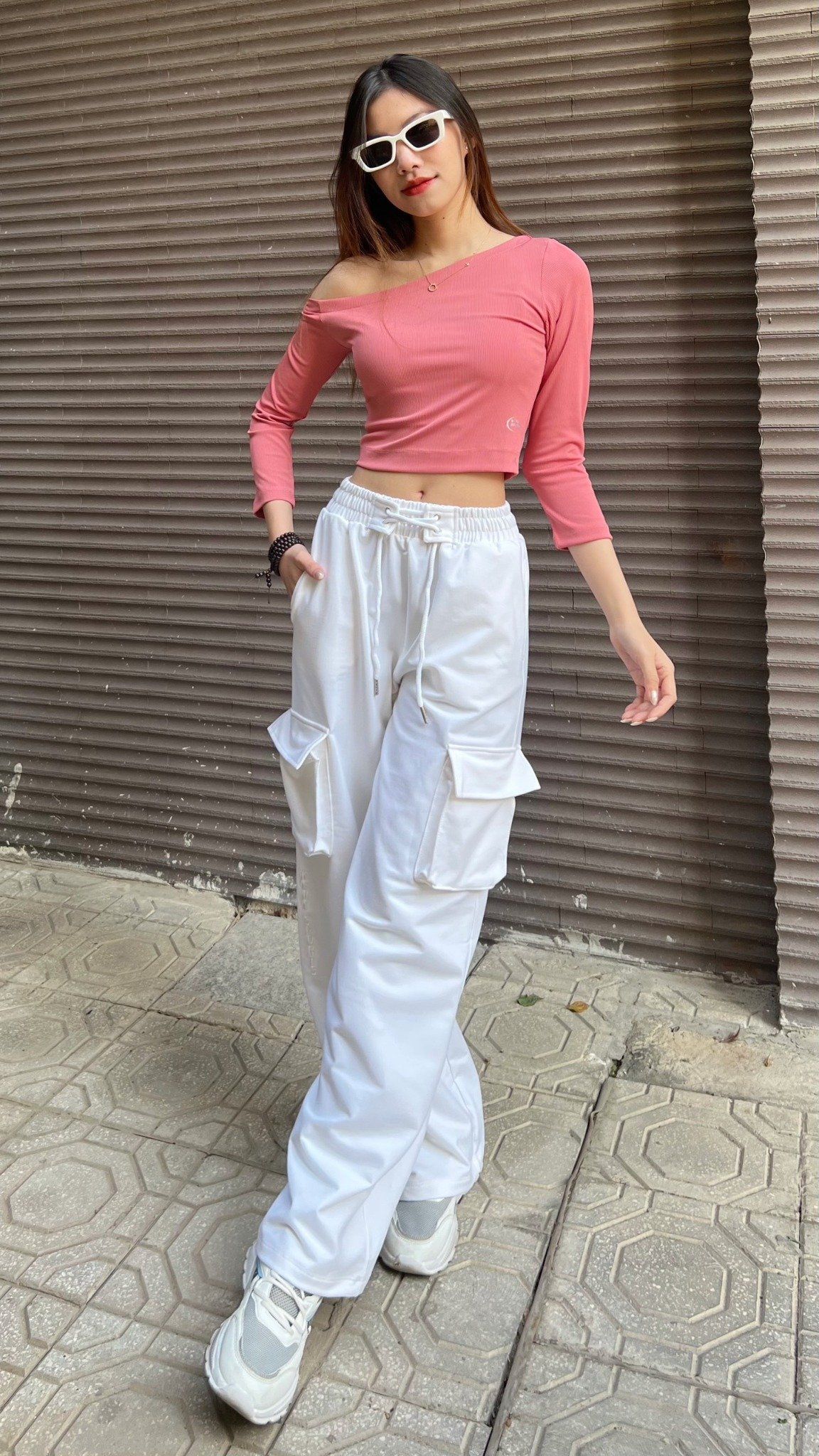 Áo Croptop - Kenewomen drop one shoulder croptop