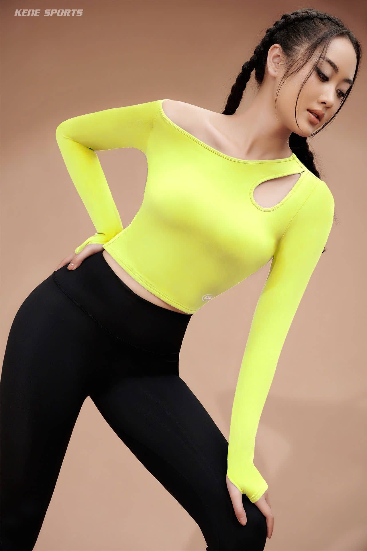 Áo Croptop không đệm mút - drop shoulder and long sleeve (no padding) top