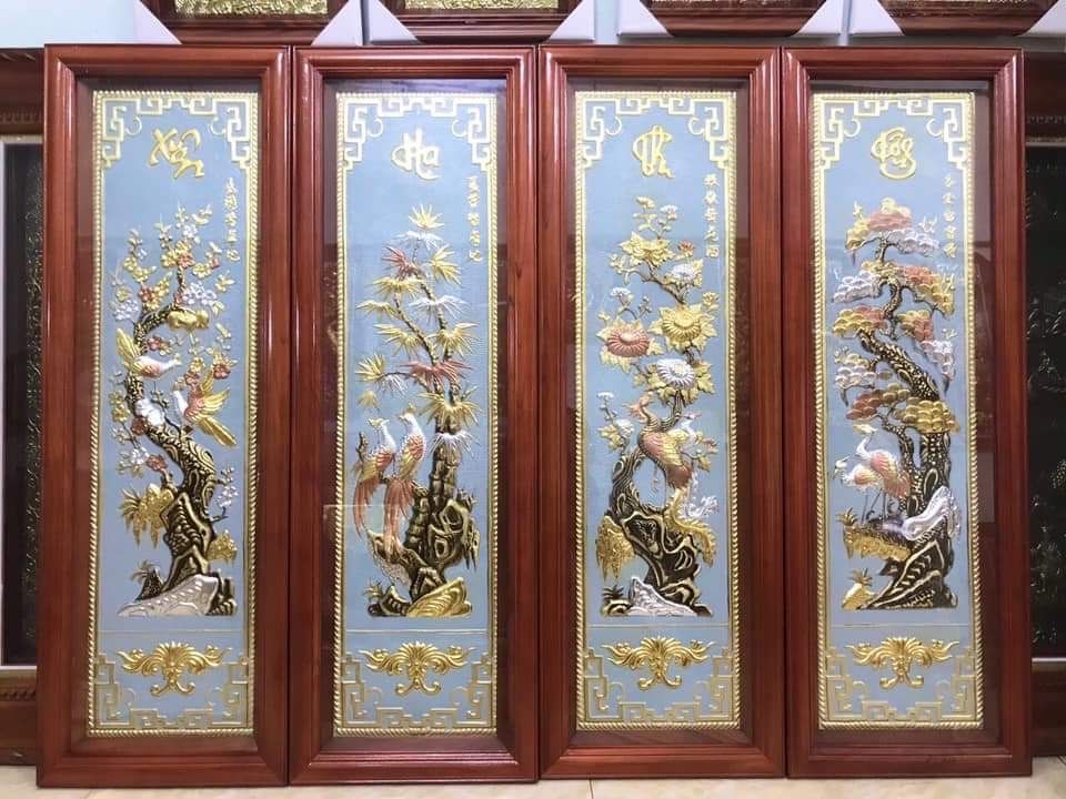Tranh Tứ Quý Bằng Đồng