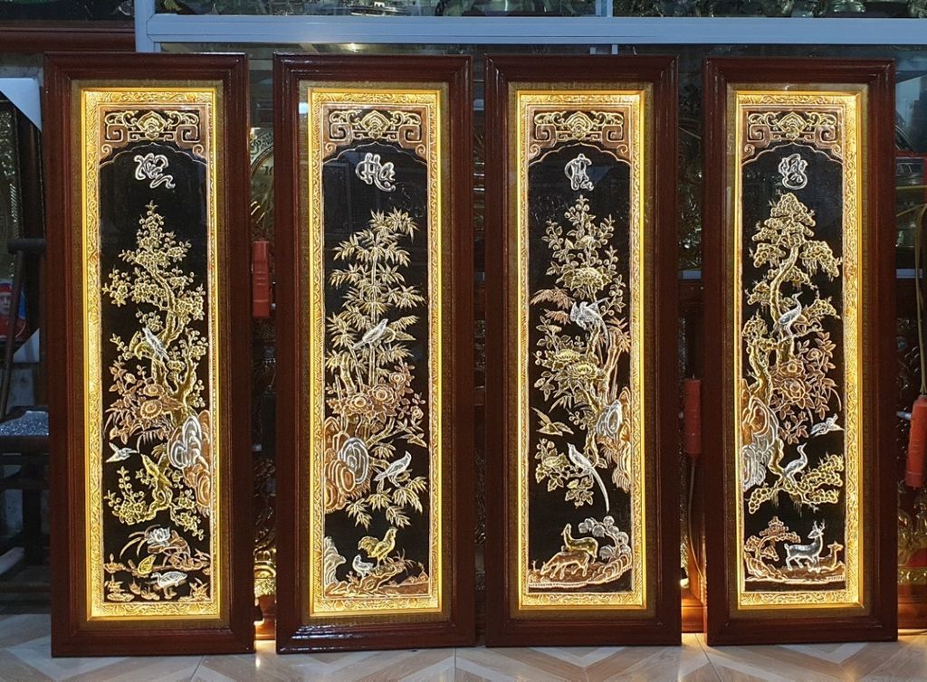 Tranh Tứ Quý Bằng Đồng