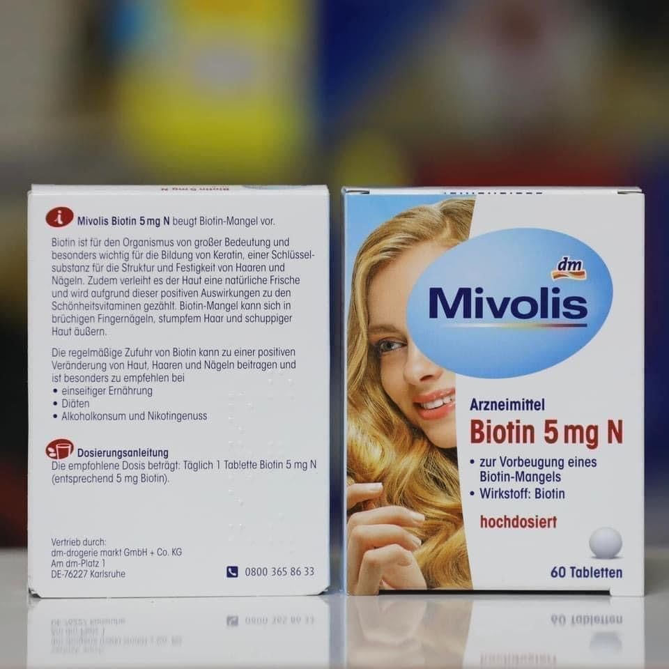 Viên uống Biotin 5mg N Mivolis hộp 60 viên