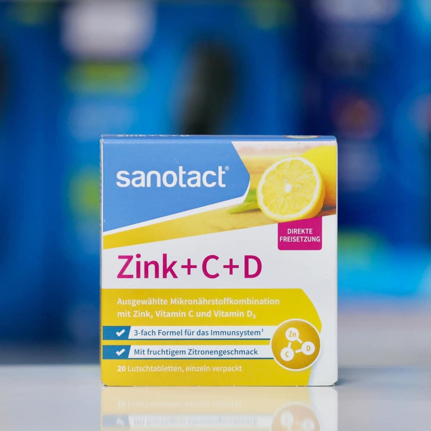  Viên ngậm SANOTACT Zink+C +D3, hộp 20 viên 