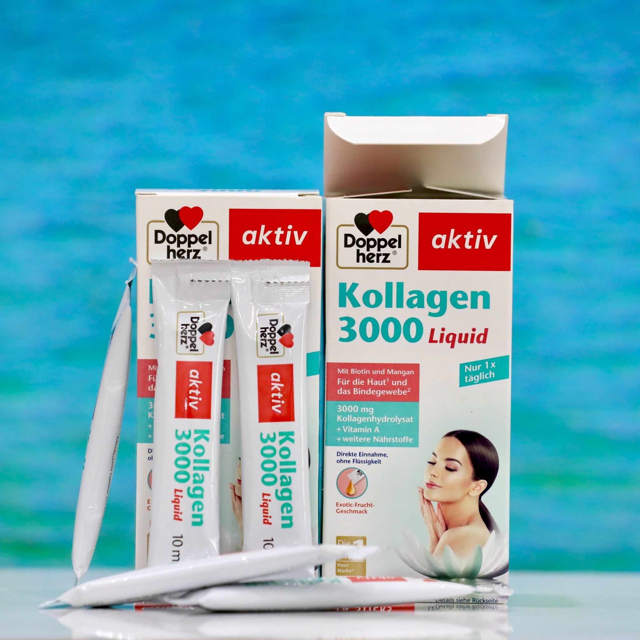 Kollagen 3000 liquid dạng thủy phân với hàm lượng Kollagen cao lên tới 3000mg, hộp 14 gói
