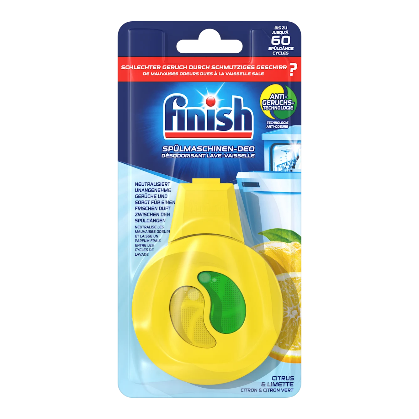 Khử mùi máy rửa chén Finish hương Chanh & Chanh Xanh - 60 lần rửa