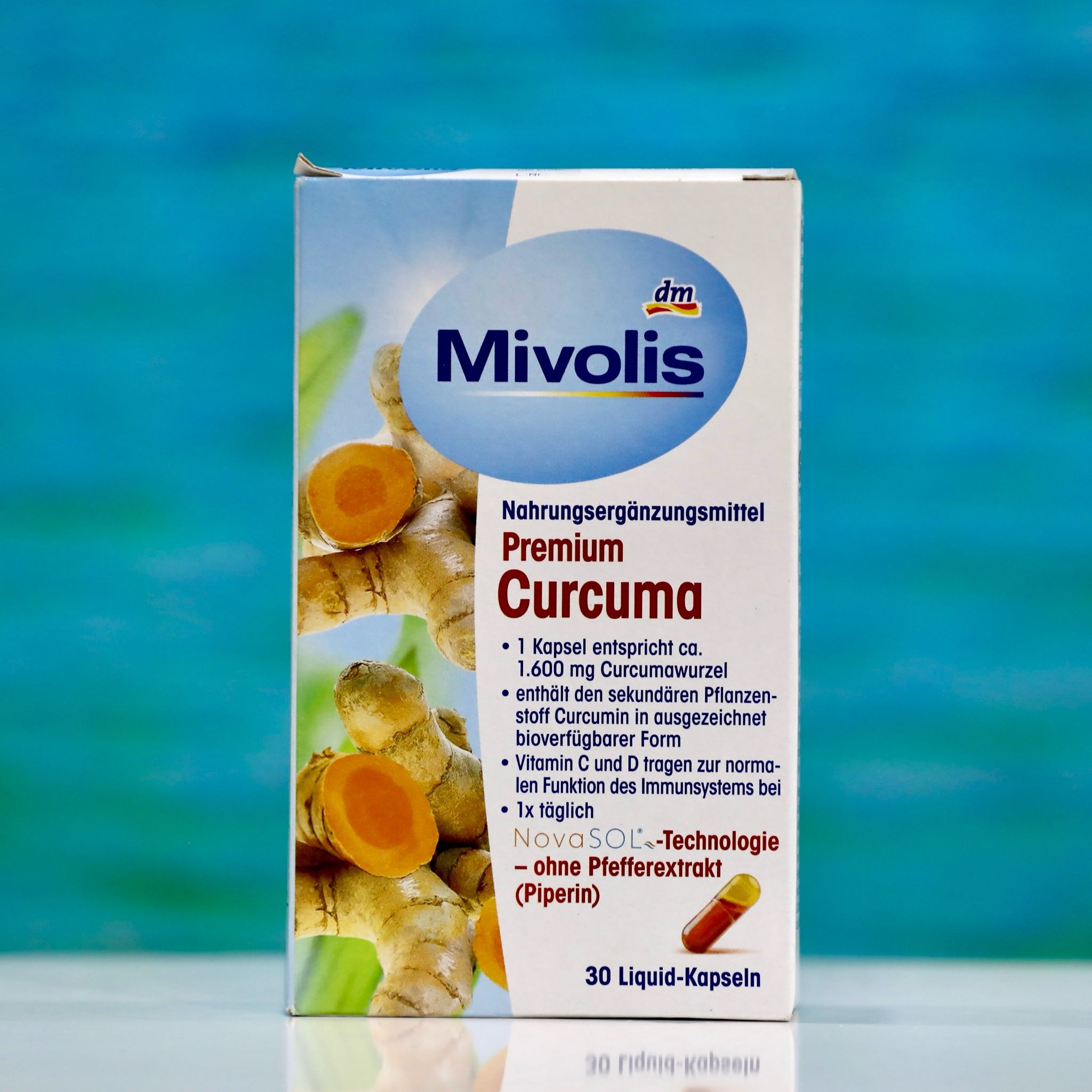 Viên uống nghệ Curcuma Mivolis, hộp 40 viên dạng con nhộng có dung dịch nước bên trong