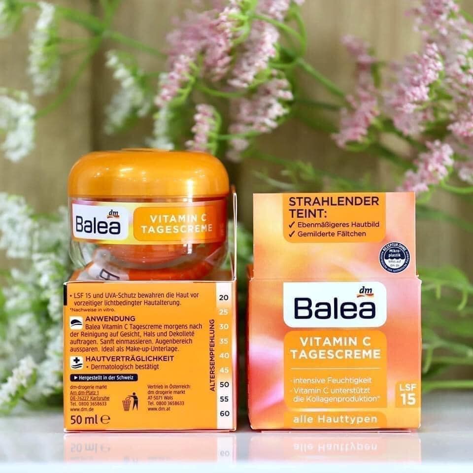 Kem Dưỡng Da Balea Vitamin C Giúp Da Trắng Sáng, Đều Màu, 50ml