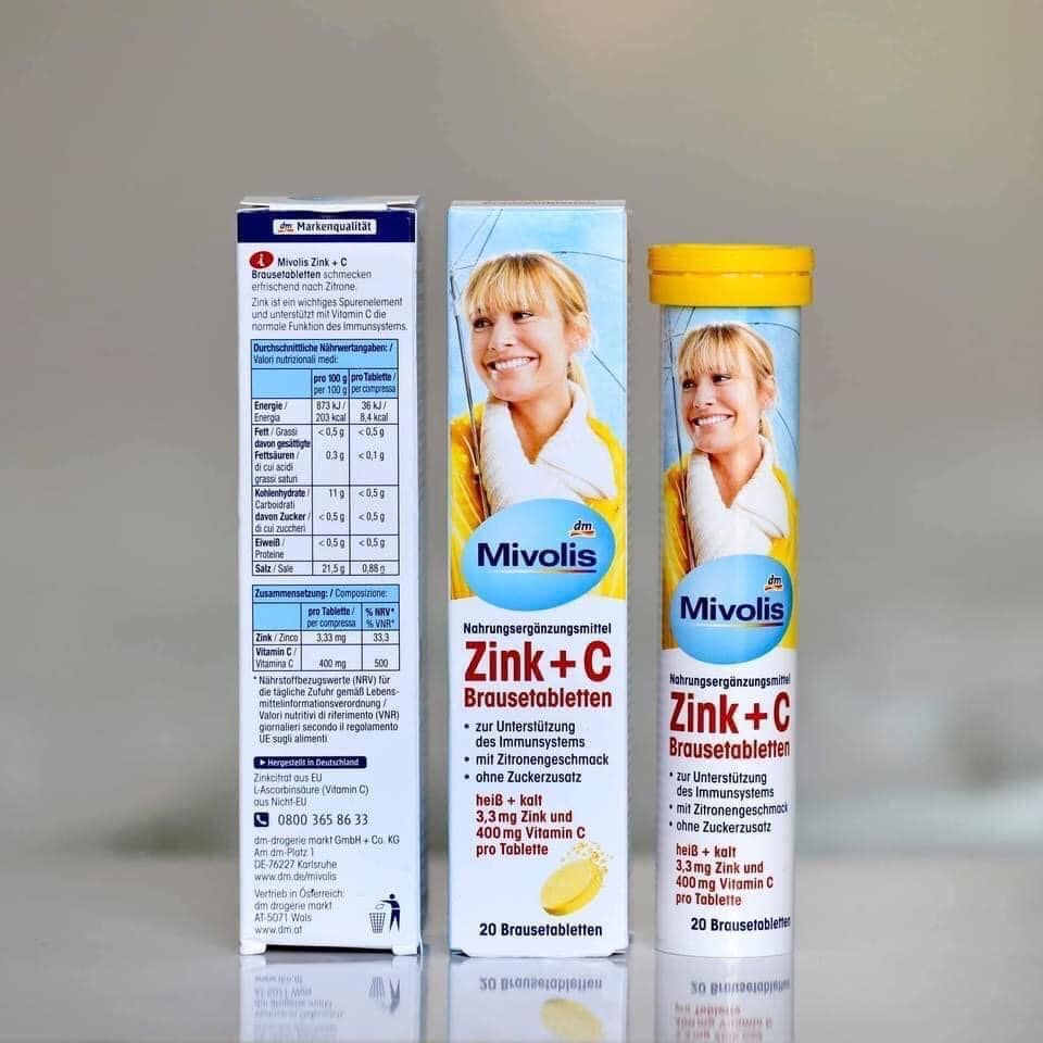 Viên sủi C + Zink của Mivolis, hộp 20 viên