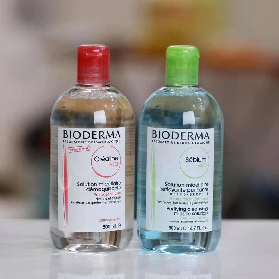 Tẩy trang Bioderma nắp màu hồng dành cho da thường, da khô và da nhạy cảm, 500ml