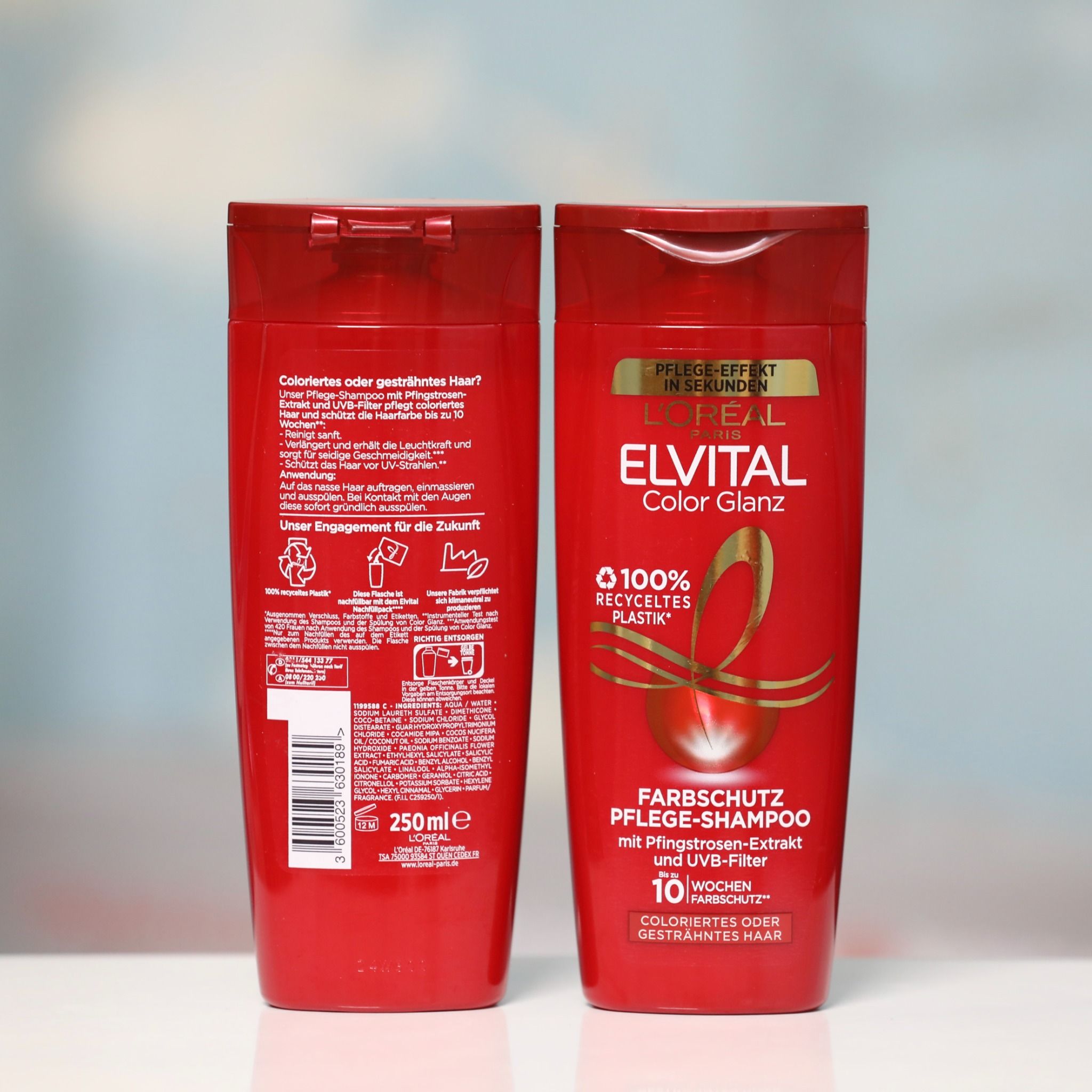 Dầu gội Loreal Elvital COLOR-GLANZ màu đỏ cho tóc nhuộm, 300 ml