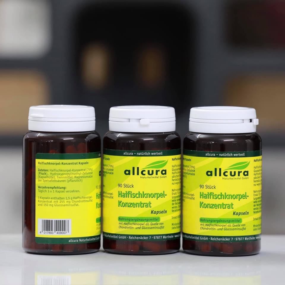 Sụn vi cá mập Allcura Haifischknorpel Konzentrat Kapseln, 90 Viên