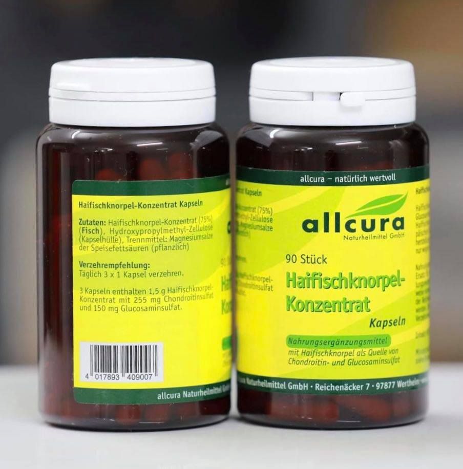 Sụn vi cá mập Allcura Haifischknorpel Konzentrat Kapseln, 90 Viên