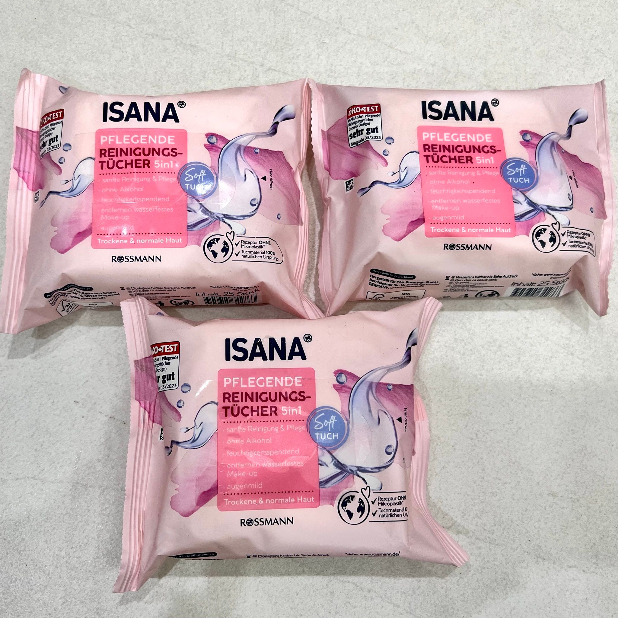 Khăn Ướt Tẩy Trang ISANA Pflege Tücher 5in1 25 tờ – Làm Sạch & Dưỡng Da Hiệu Quả