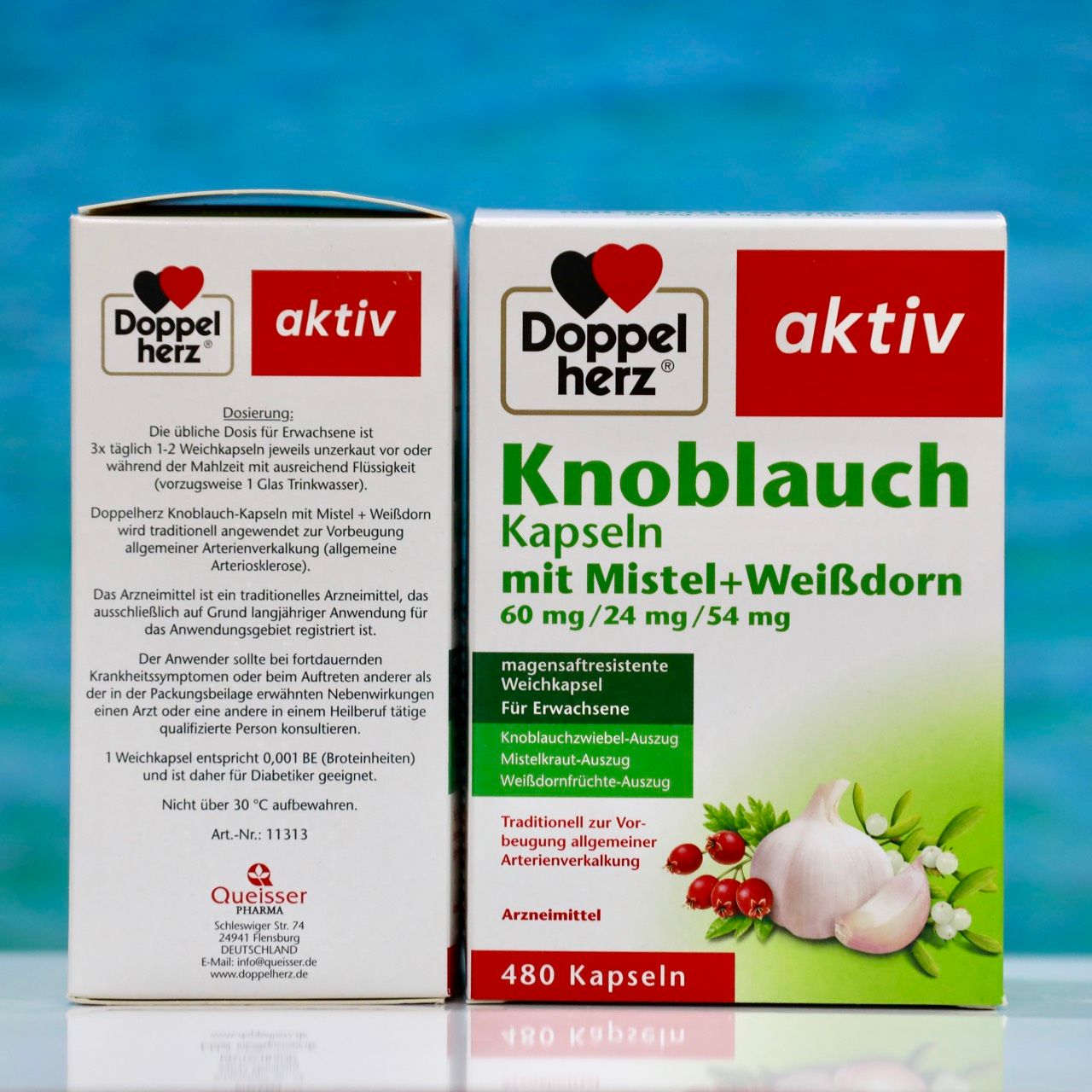Viên uống bổ tim mạch của hãng Doppel herz aktiv Knoblauch Kapseln mit Mistel + WeiBdorn, hộp 480 viên