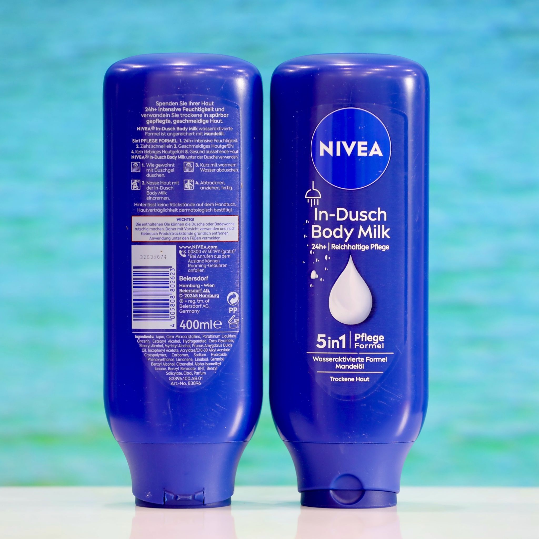 Kem xả dưỡng thể Nivea In-dusch Body Milk cho thường và da khô, chai 400ml