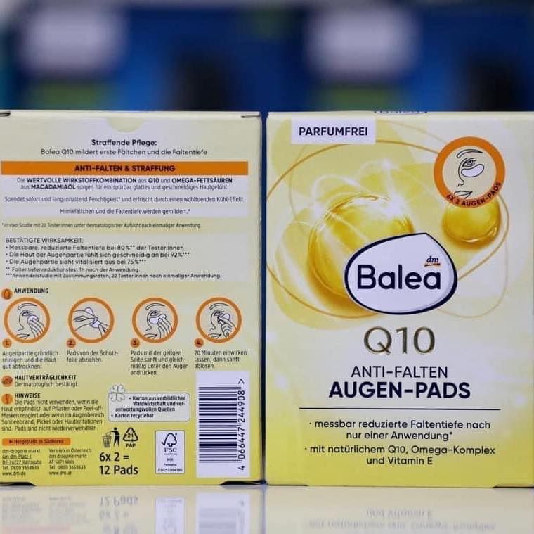 Miếng đắp mắt Balea Q10 Anti falten Augen Pads. (6x2).