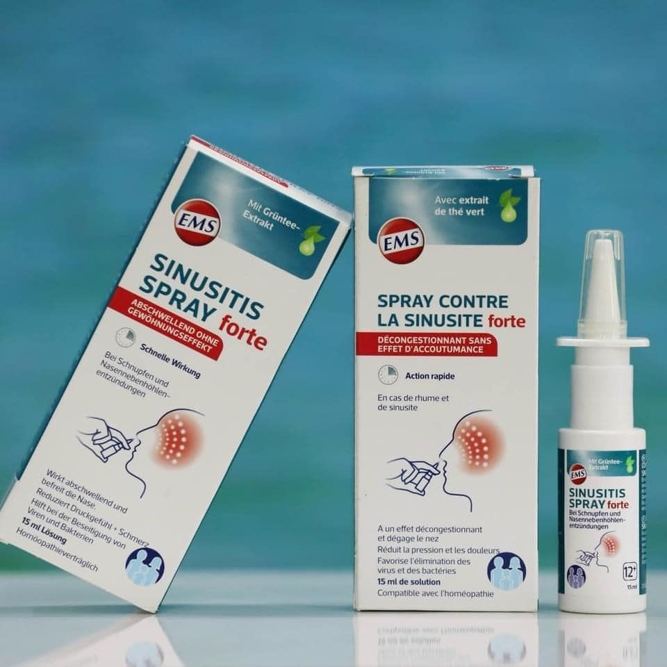 Xịt thông mũi giảm viêm xoang, nghẹt mũi, viêm mũi dị ứng Spay Contre La Sinusitis forte EMS, 15ml