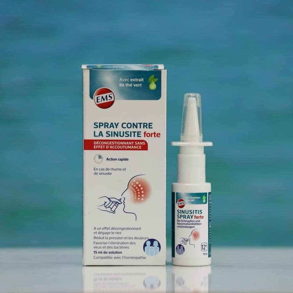 Xịt thông mũi giảm viêm xoang, nghẹt mũi, viêm mũi dị ứng Spay Contre La Sinusitis forte EMS, 15ml