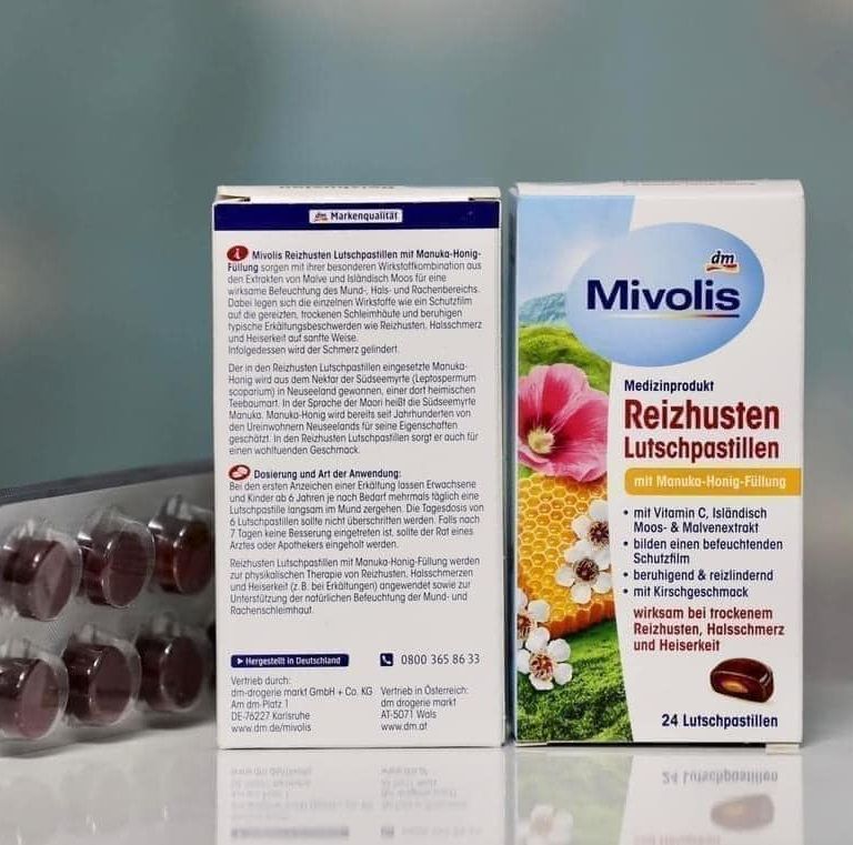 Viên ngậm ho mật ong Mivolis hộp 24 viên
