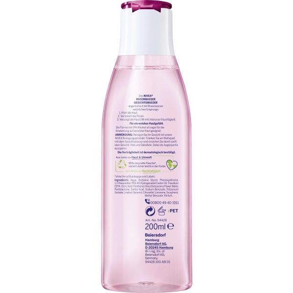 Nước hoa hồng Nivea màu hồng hoa hồng, chai 200ml