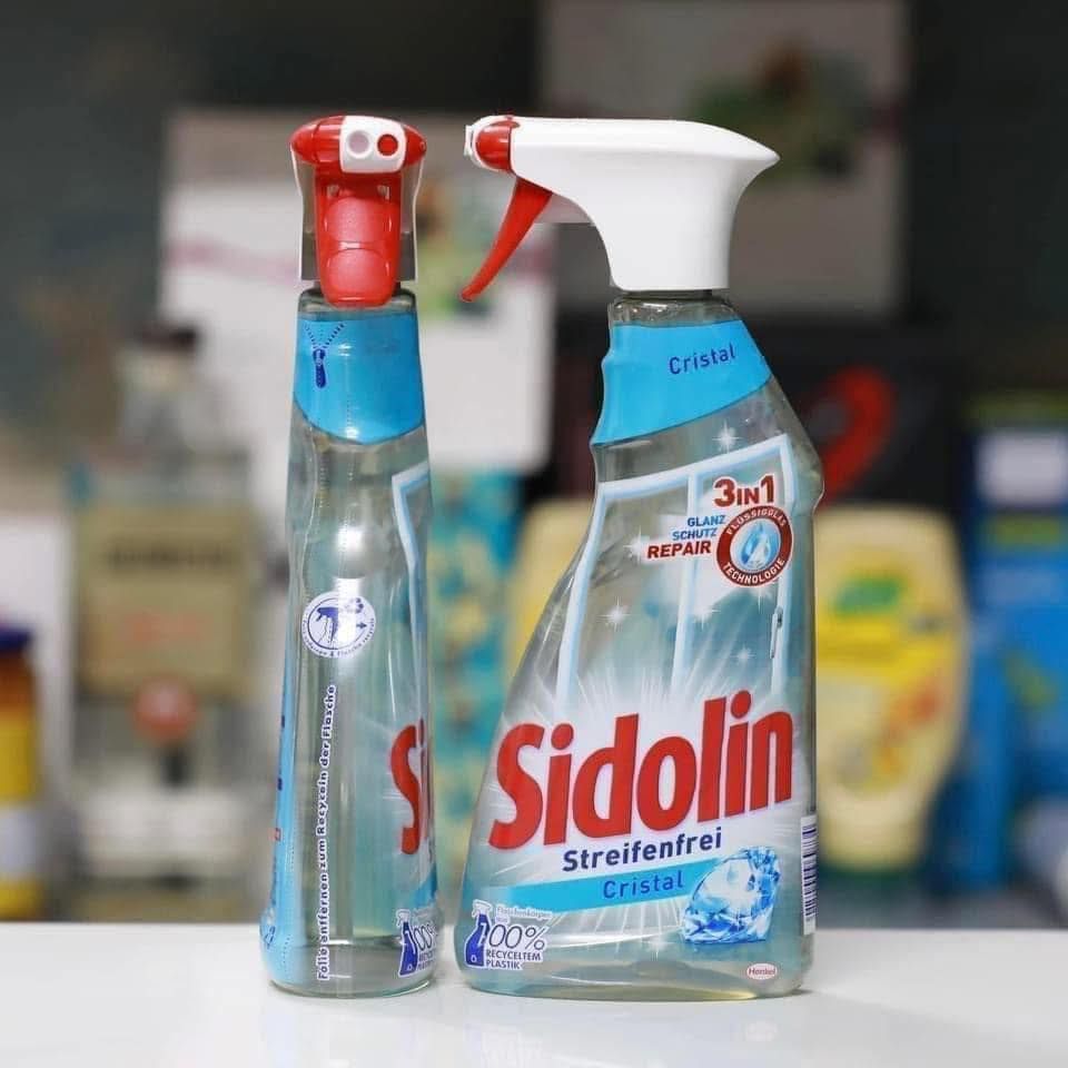 Xịt lau kính Sidolin Cristal 3in1 – Làm sạch & chống bám bụi hiệu quả – 500ml