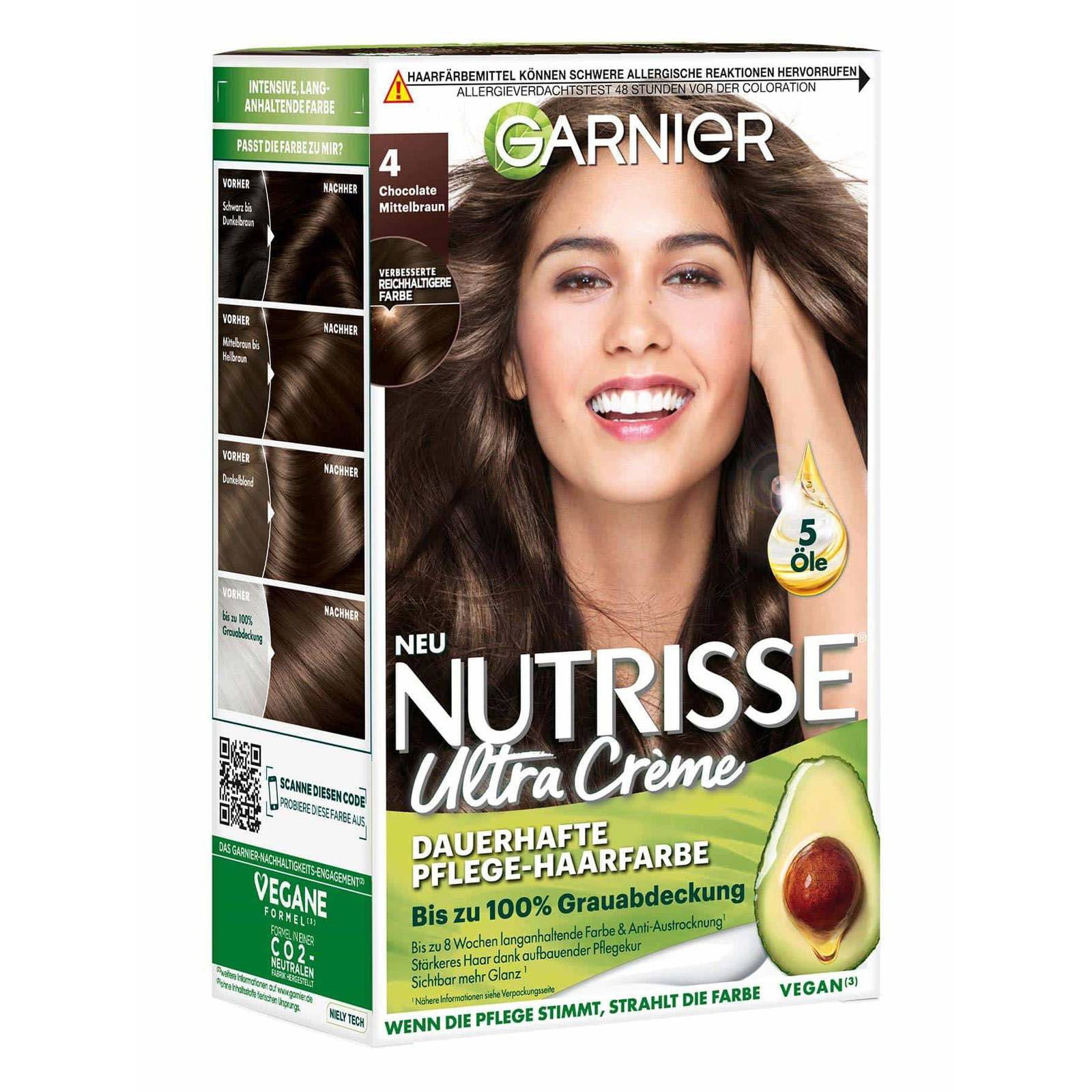 Nhuộm nhuộm tóc Garnier màu số 4, màu nâu hạt rẻ.