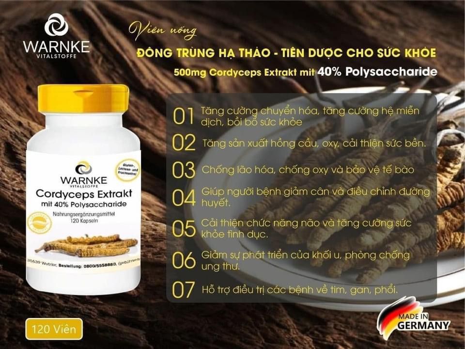 Đông trùng hạ thảo Warnke lọ 120 viên