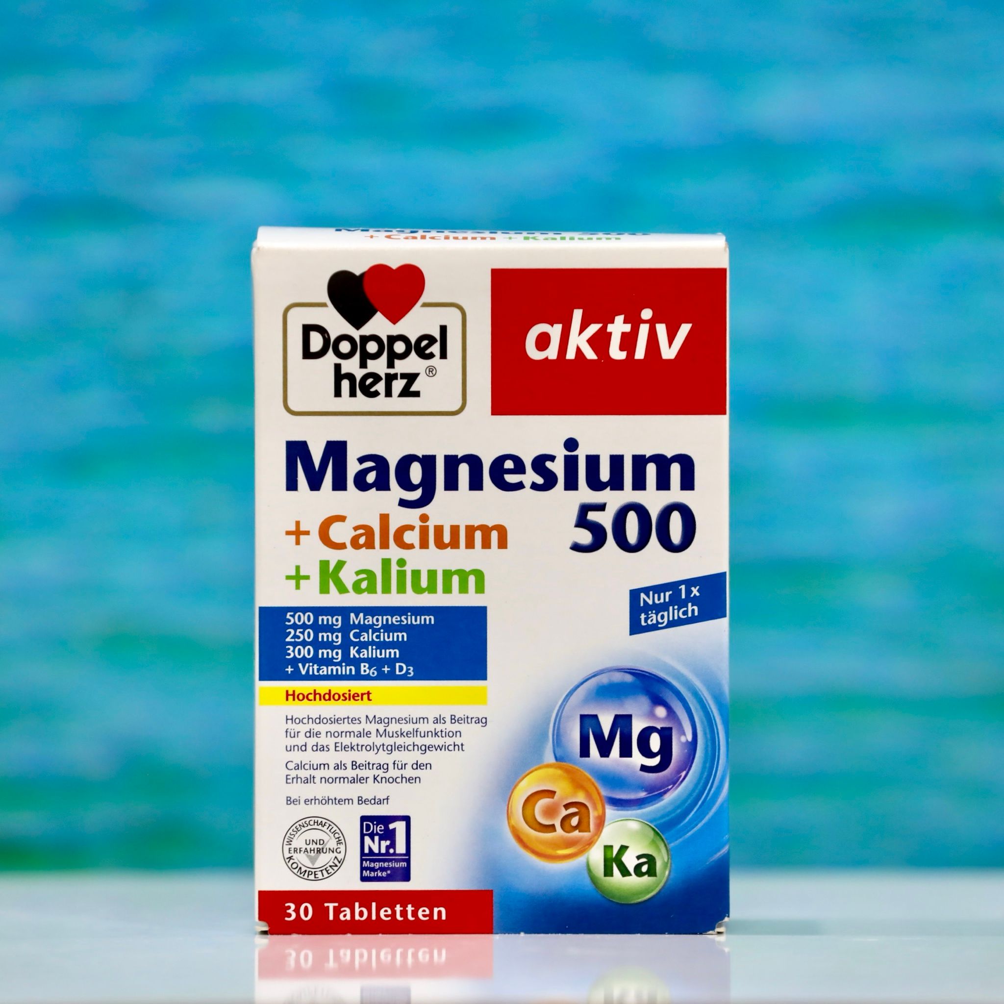 Viên Uống Bổ Sung Magie + Canxi + Kali Doppelherz Aktiv Magnesium 500 – Hộp 30 Viên