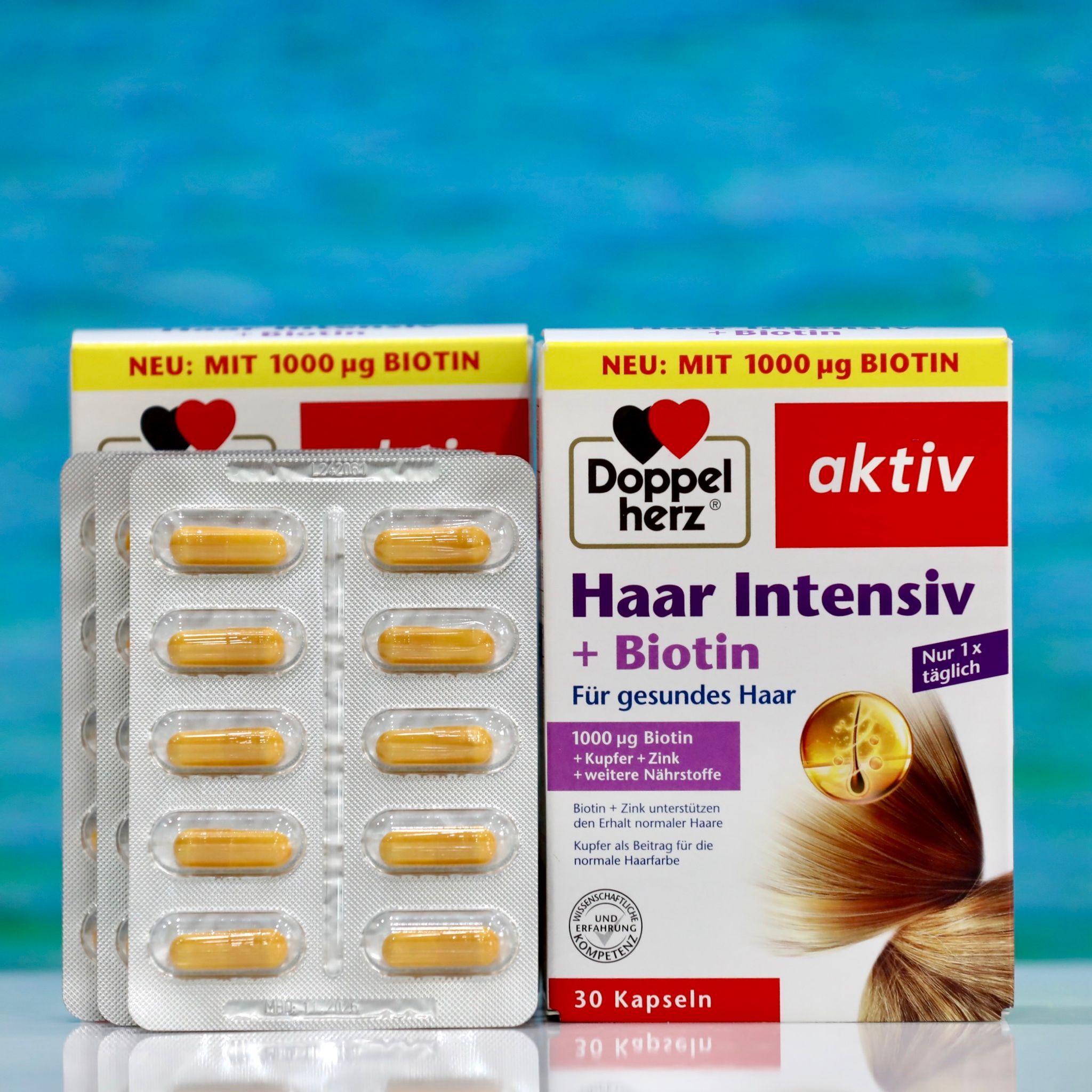 Viên uống bổ sung Biotin chăm sóc tóc Doppelherz Haar Intensiv – Đức – Hộp 30 viên