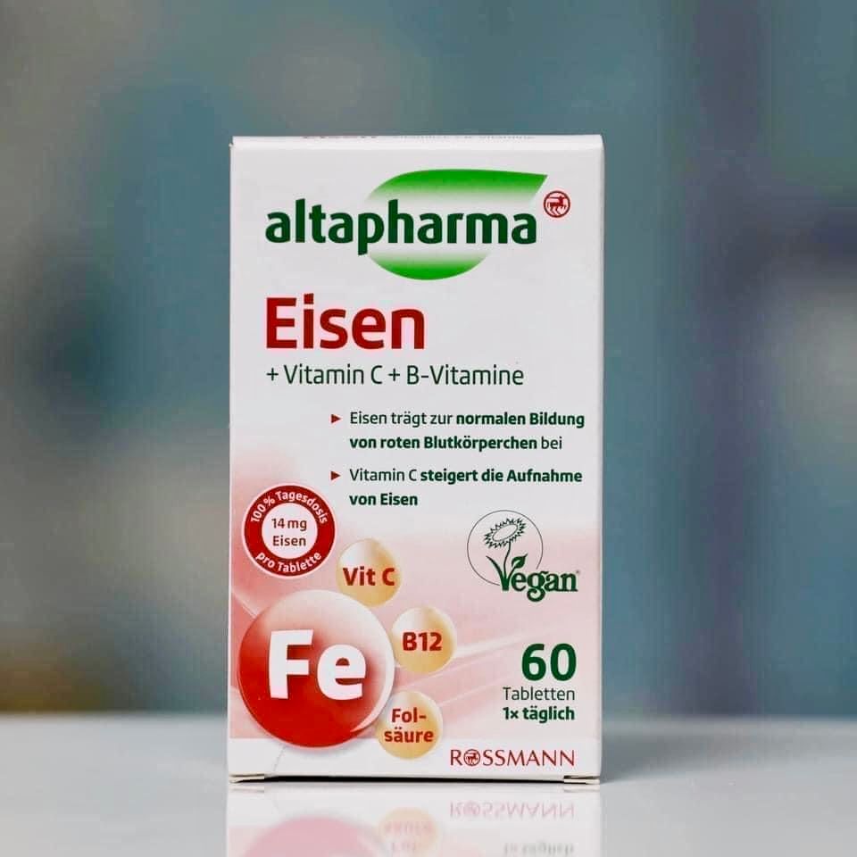 Viên Uống Bổ Sung Sắt Altapharma Eisen + C, hộp 60 viên