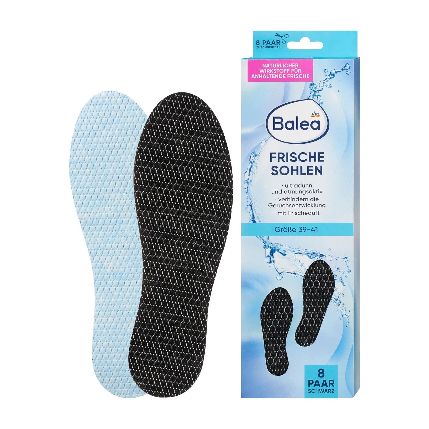 Lót giày Balea size 39-41 than hoạt tính, hộp 8 đôi