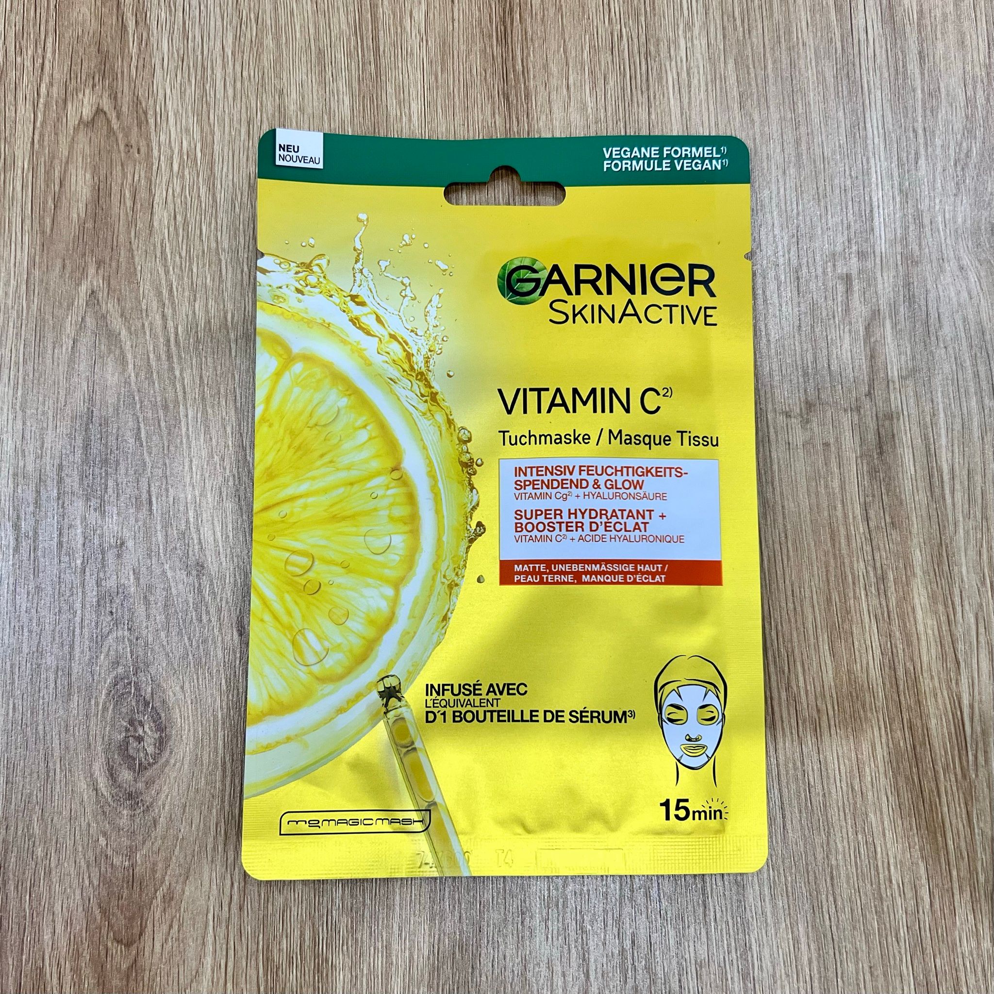 Mặt nạ giấy Garnier PureActive Vitamin C – Dưỡng sáng, làm dịu da mụn 28g
