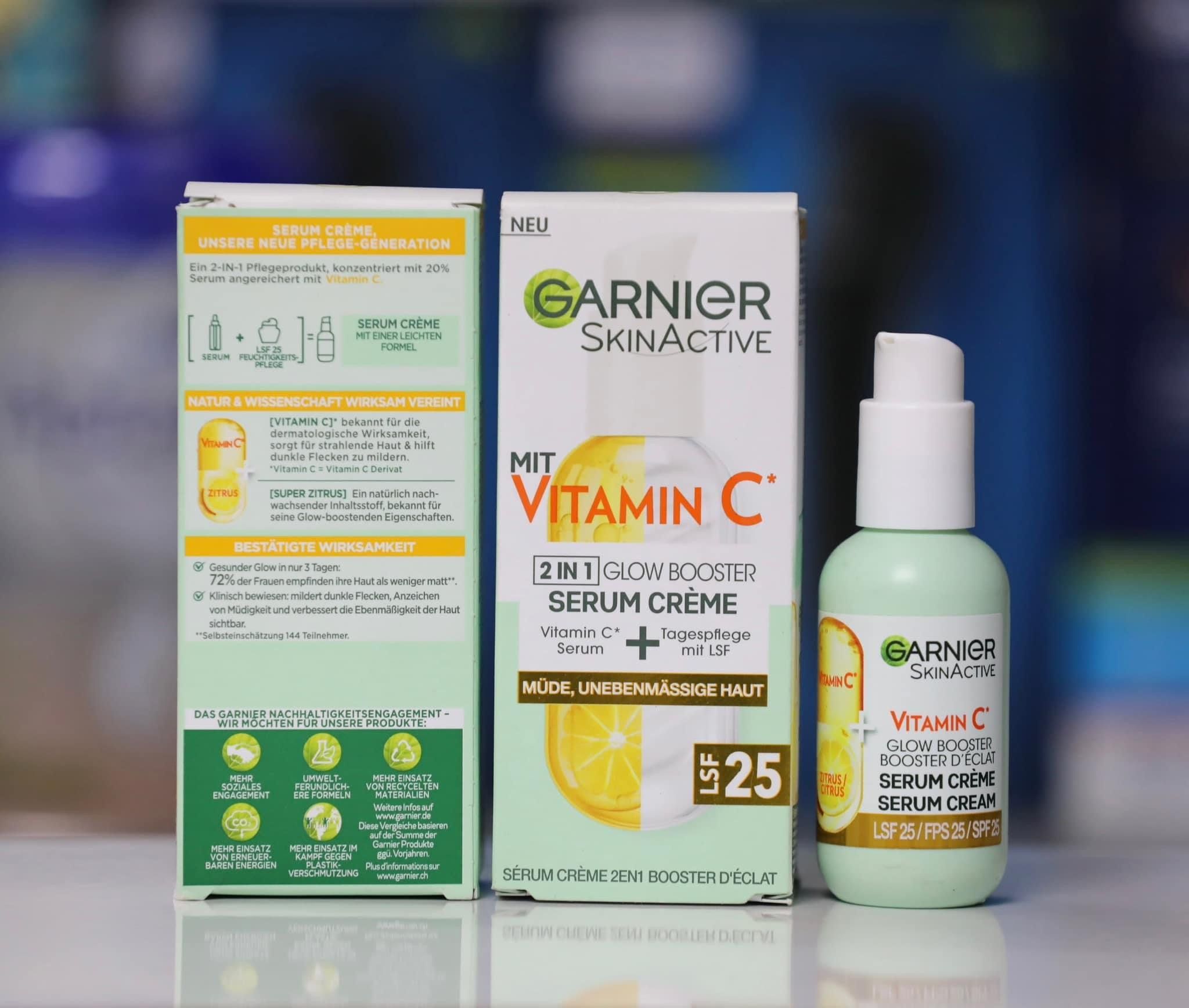 Serum + kem dưỡng da 2in1 vitamin C Garnier, 50ml