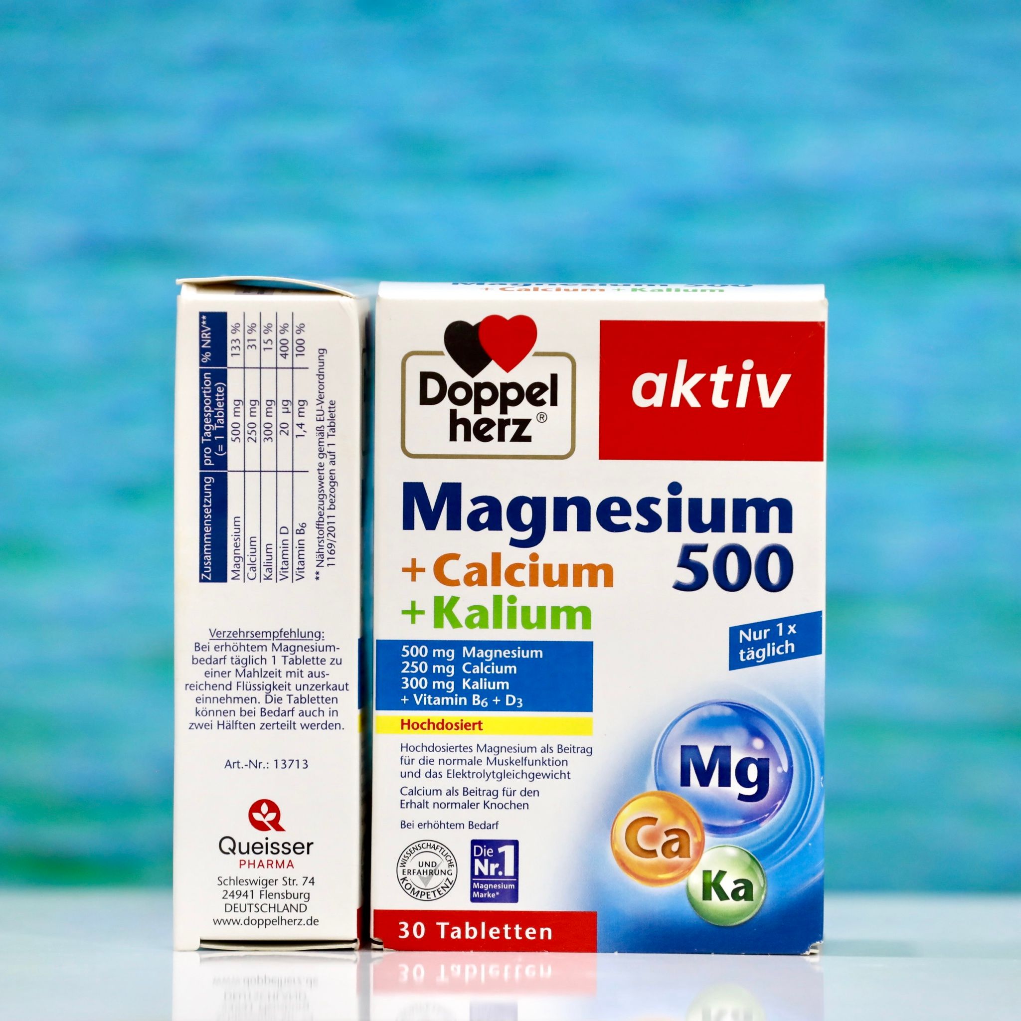Viên Uống Bổ Sung Magie + Canxi + Kali Doppelherz Aktiv Magnesium 500 – Hộp 30 Viên