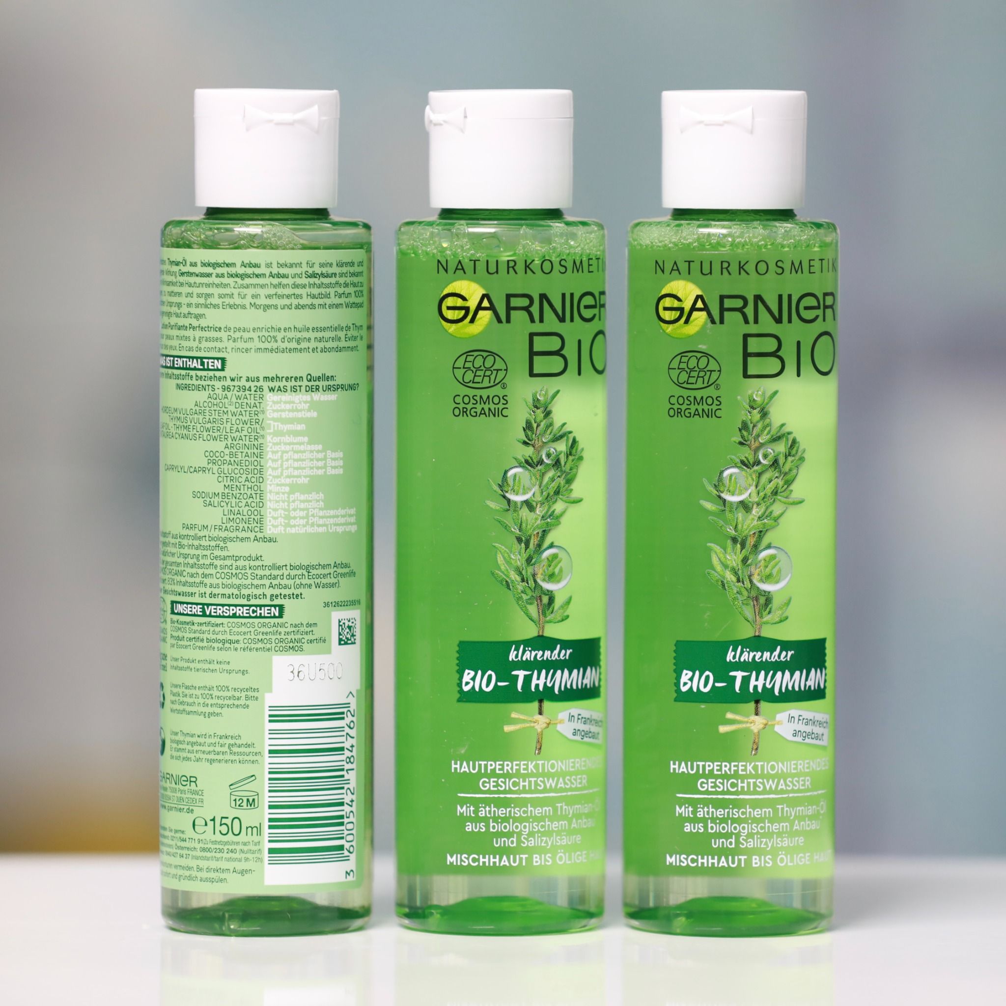 Nước hoa hồng hữu cơ Garnier Bio Thymian - kháng khuẩn ngăn ngừa mụn trứng cá, se khít lỗ chân lông, hạn chế dầu thừa, 150ml