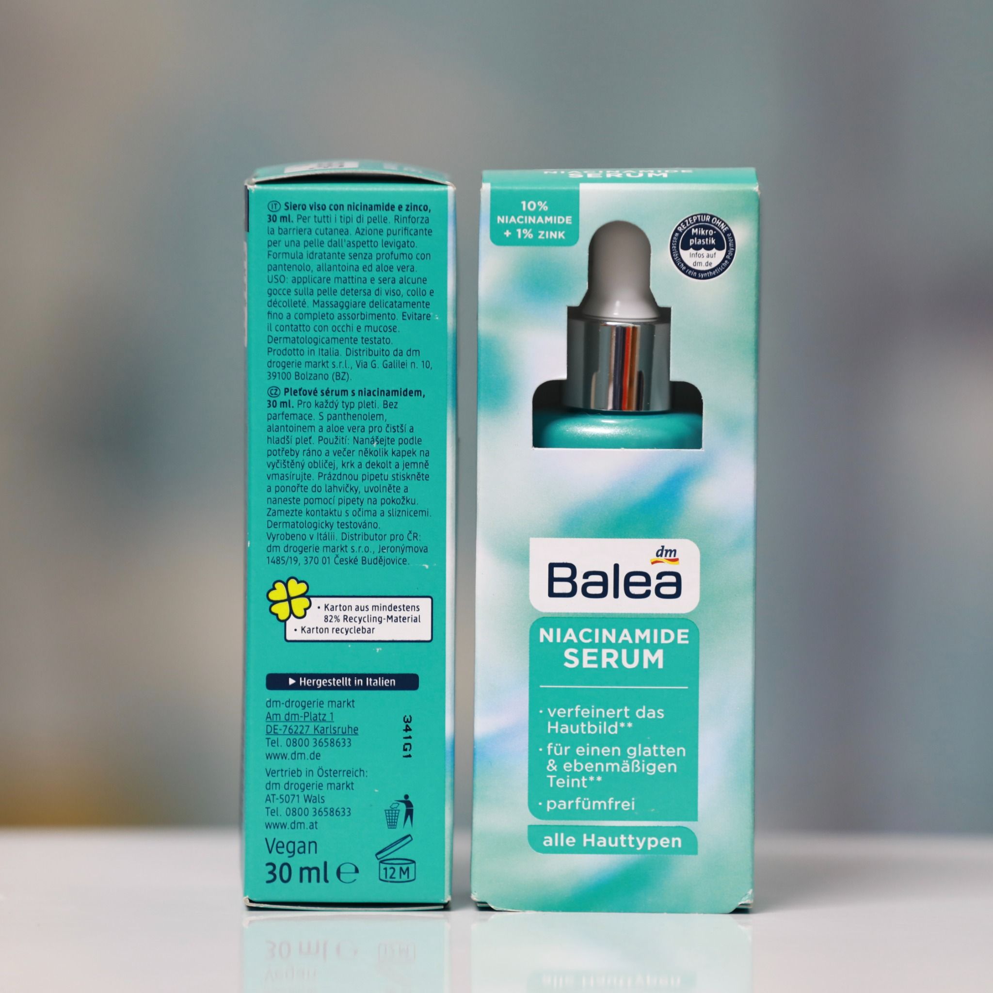 Serum Balea Niacinamide thu nhỏ lỗ chân lông cho da sáng mịn màng, sáng ra trông thấy, 30ml