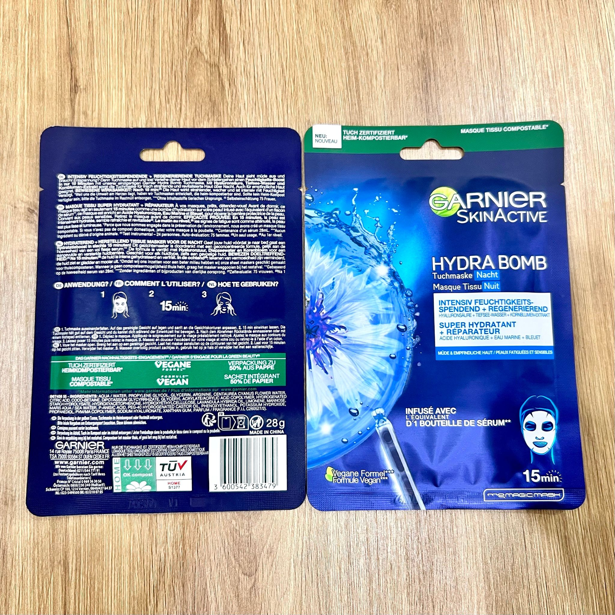 Mặt nạ giấy dưỡng ẩm phục hồi da ban đêm Garnier PureActive Hydrabomb - 1 miếng