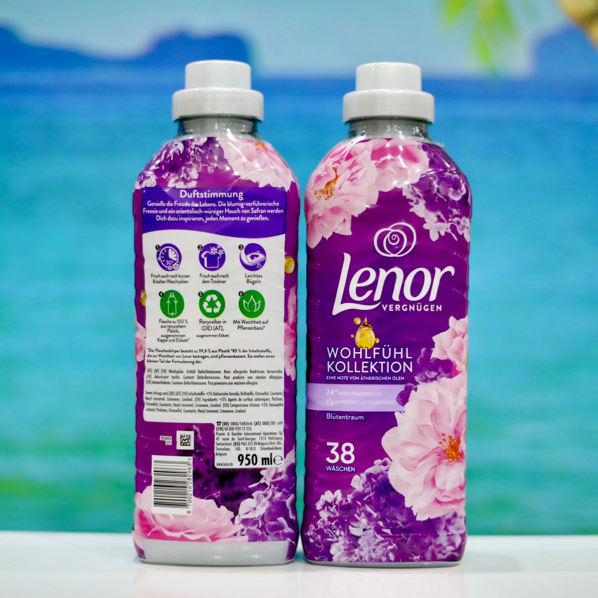 Nước xả vải Lenor Amethyst Blütentraum 950ml – Hương hoa tím – Dùng khoảng 40 lần giặt