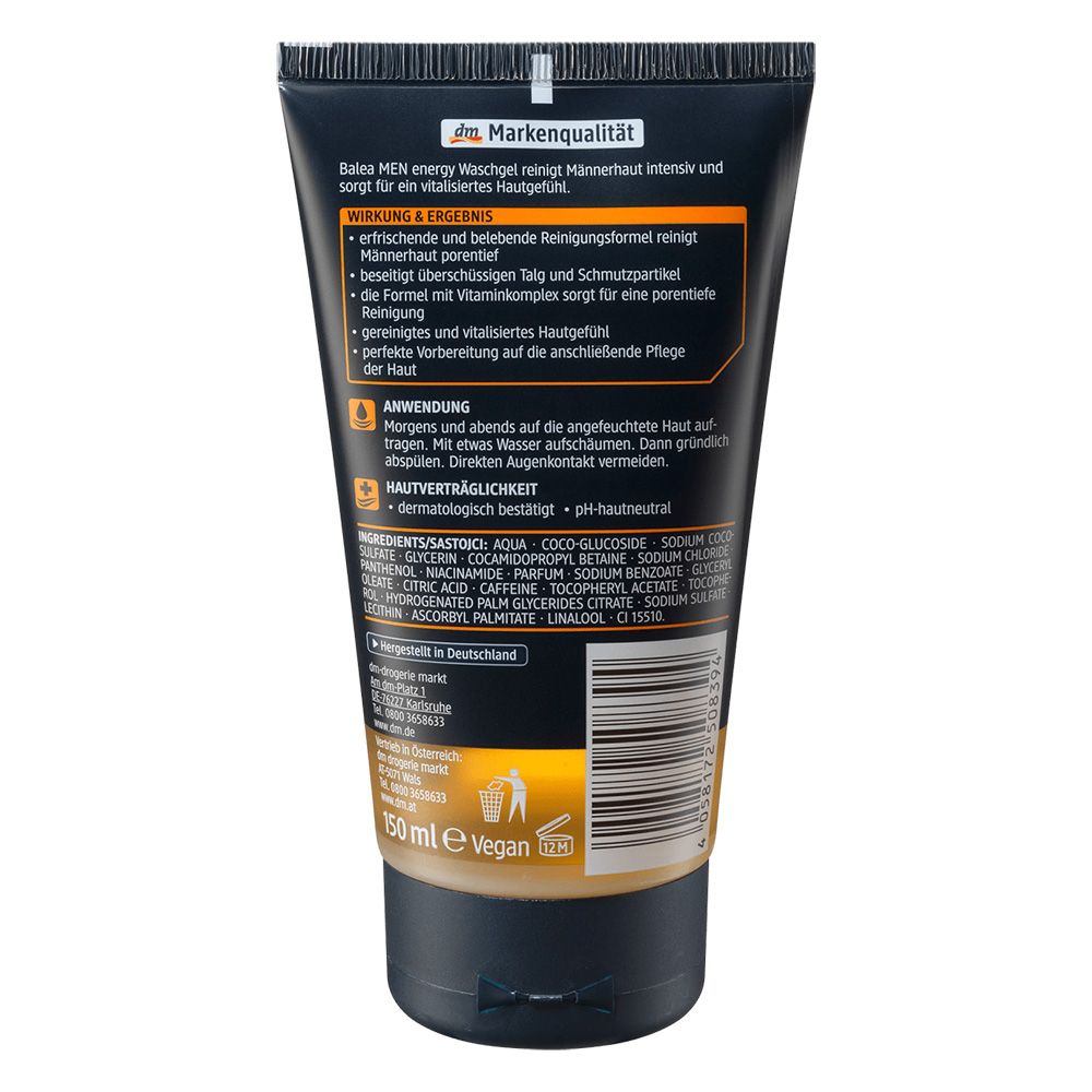 Sữa rửa mặt BALEA MEN ENERGY WASCHGEL dành cho nam tuýp 150ml.