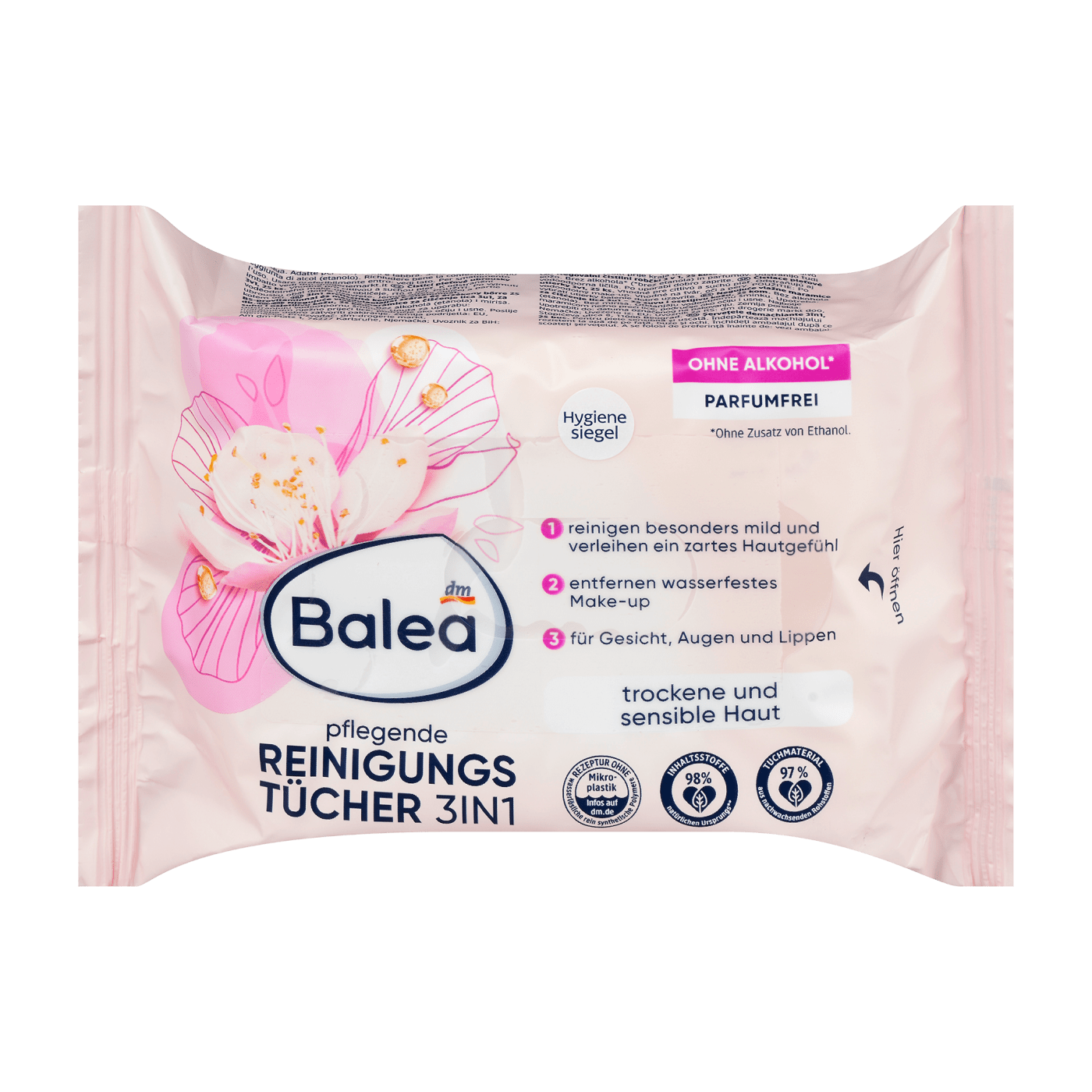 Khăn Ướt Hương Hoa Anh Đào Chăm Sóc & Làm Sạch Da Balea 3in1 (25 Miếng)