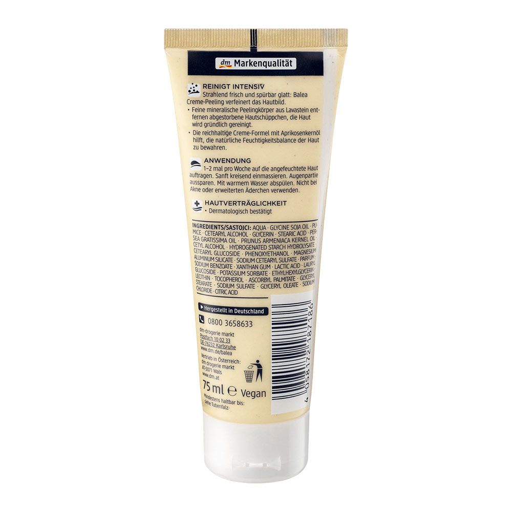 Tẩy Da Chết Mặt Balea Creme Peeling Chiết Xuất Quả Mơ, Dùng Cho Mọi Loại Da, 75 ml