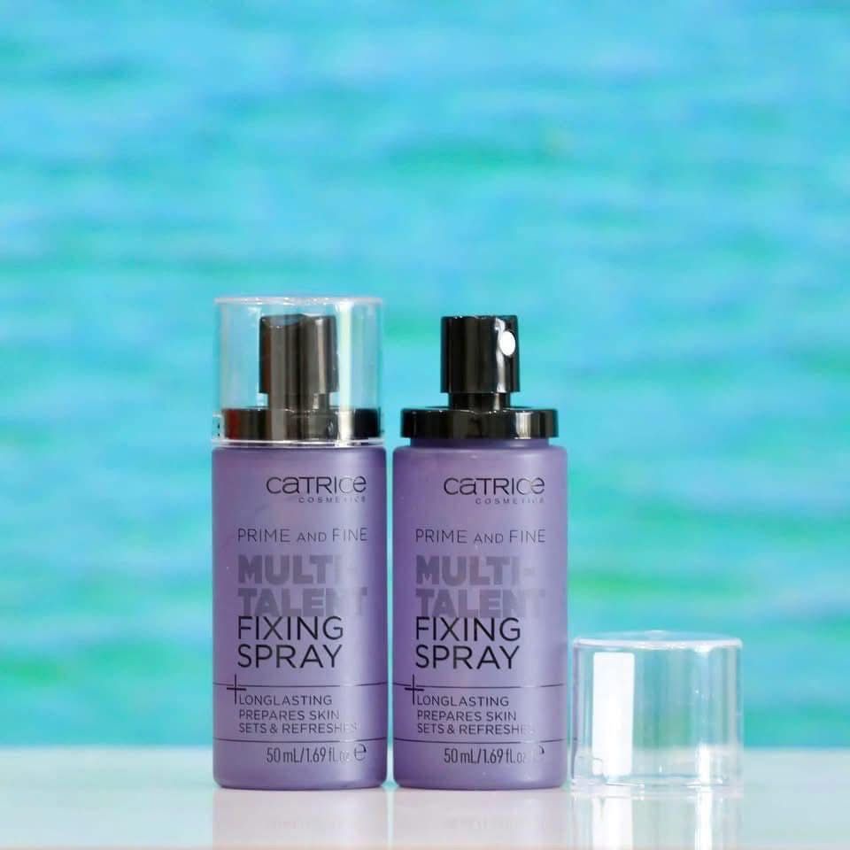 Xịt khoáng trang điểm Catrice đa năng Prime and Fine Multitalent Fixing Spray 50ml – Dưỡng ẩm, khóa nền, làm mát da