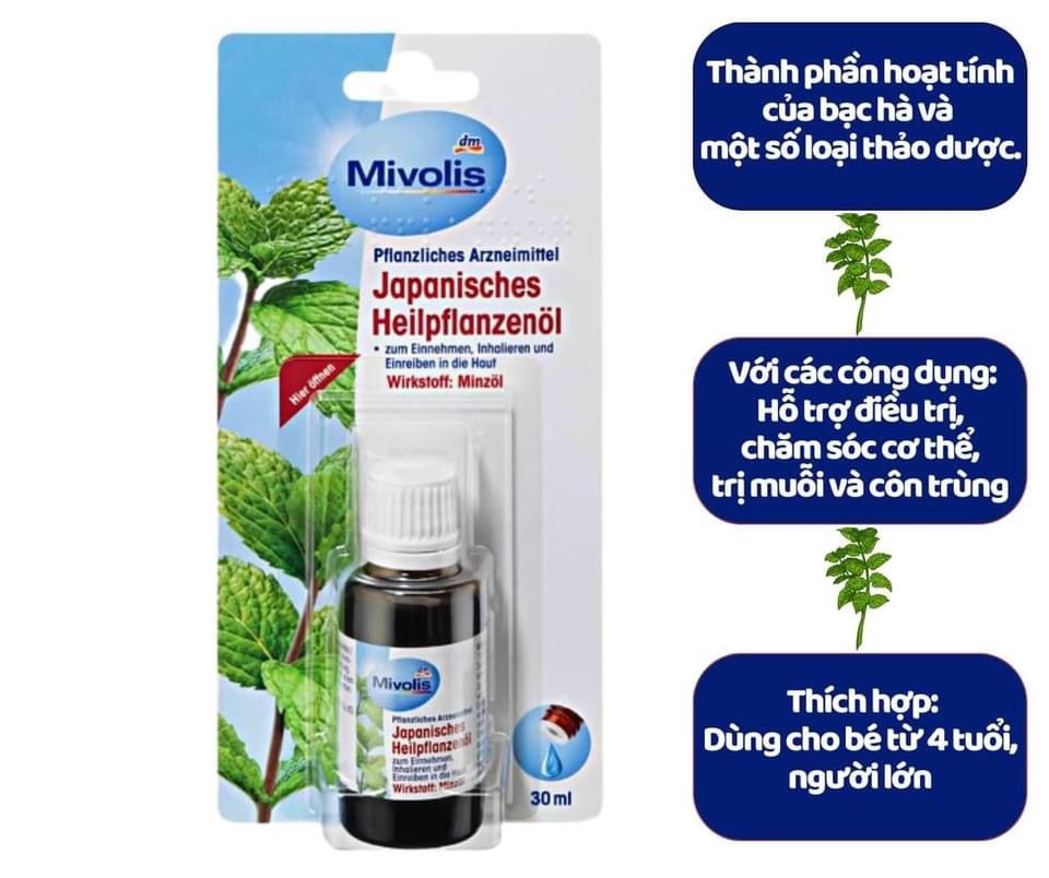 Tinh Dầu Bạc Hà Mivolis Japanisches Heilpflanzenol, 30 ml