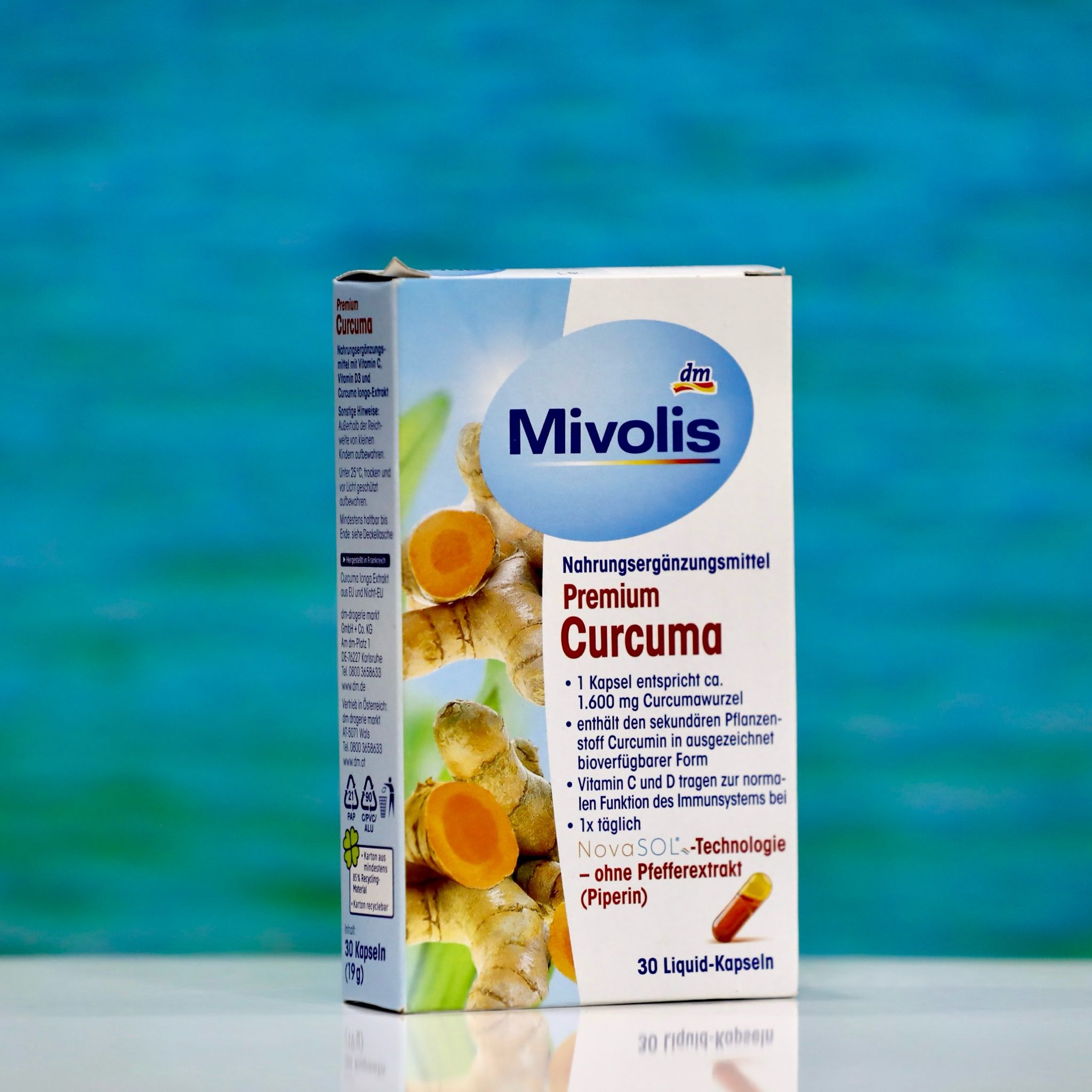 Viên uống nghệ Curcuma Mivolis, hộp 40 viên dạng con nhộng có dung dịch nước bên trong