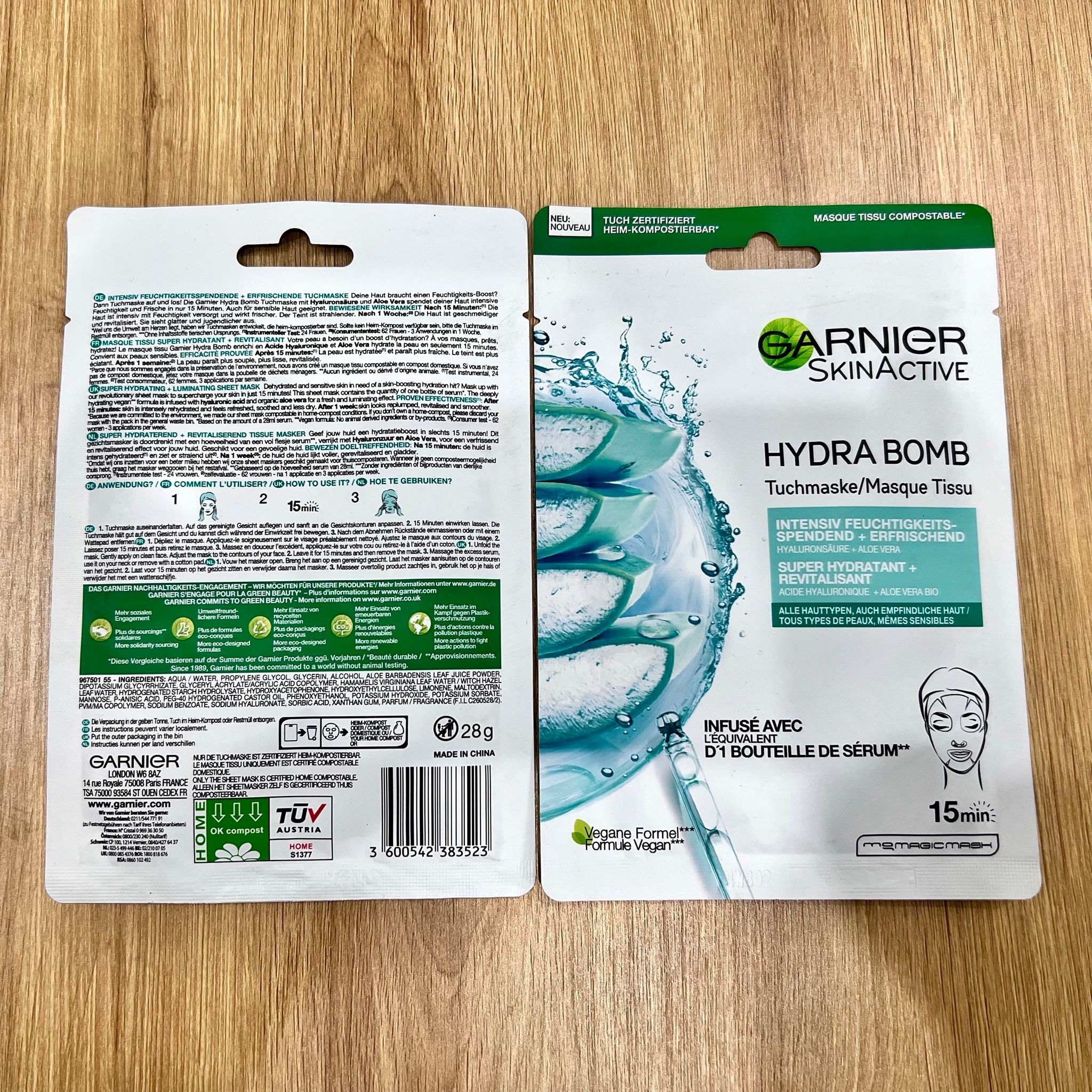 Mặt nạ giấy Garnier SkinActive Hydra Bomb chiết xuất lô hội - Dưỡng ẩm sâu cho da