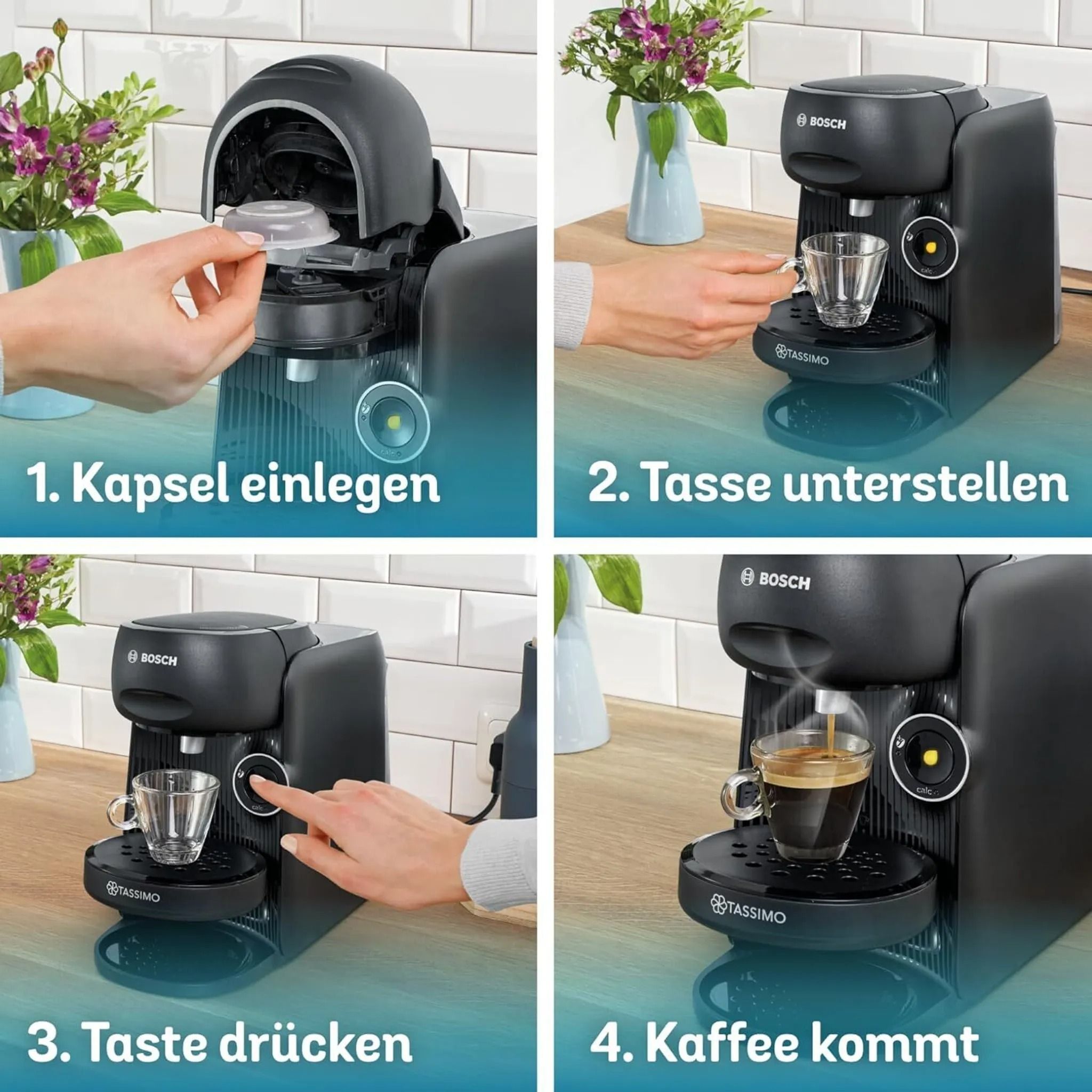 Máy Pha Cà Phê Viên Nén Bosch Tassimo Finesse TAS162E - Thiết Kế Gọn Gàng, Pha Nhanh, Vị Chuẩn Quán