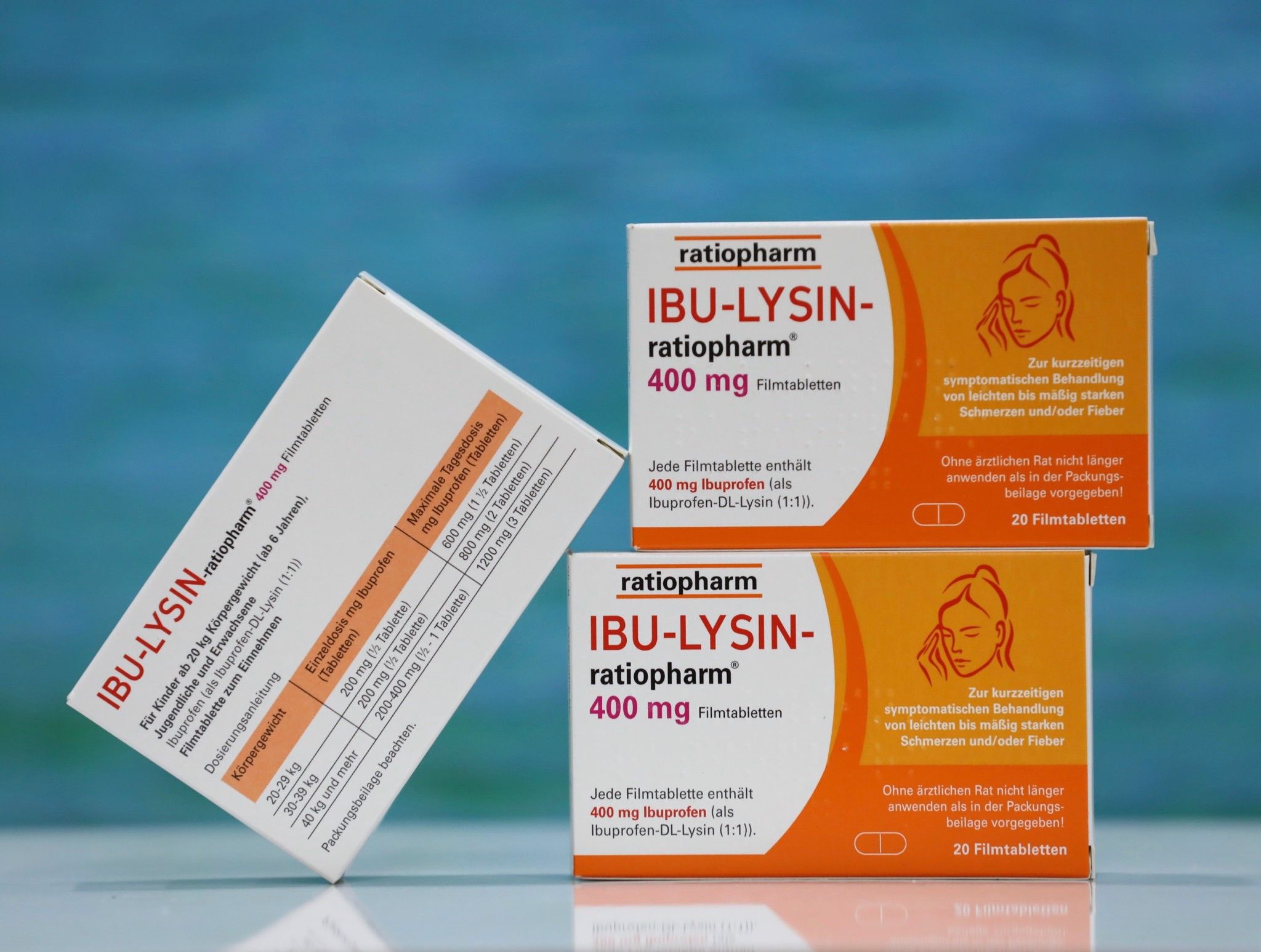 Viên uống giảm đau đầu Ibu-lysin-ratiopharm 400mg, hộp 20 viên