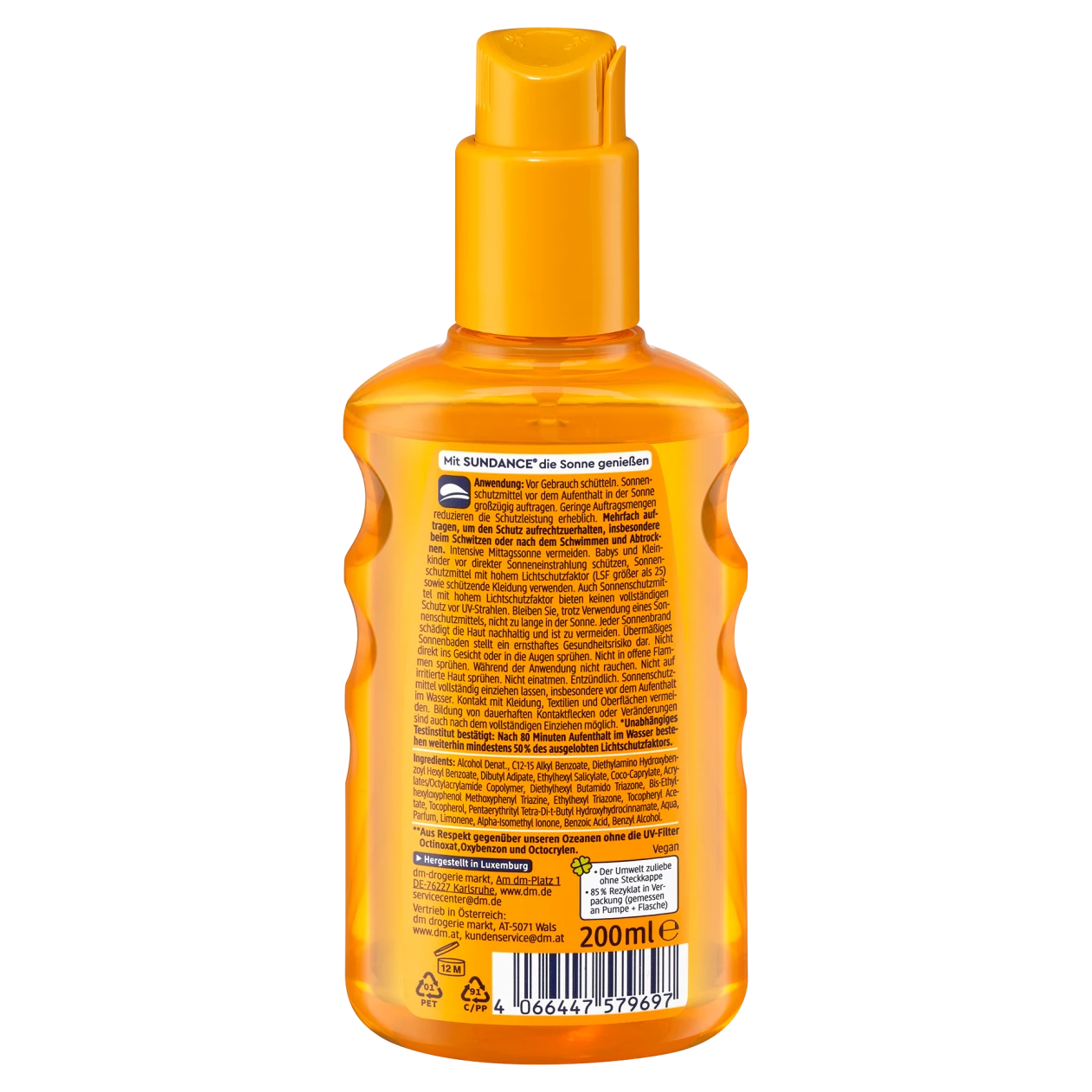 Xịt chống nắng nước Sundance, chai 200ml